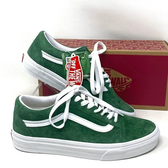 ★VANS★LX Pig Suede Old Skool Green★大人気 Vans Old Skool Pig Suede Jungle Green & White Skate Shoes